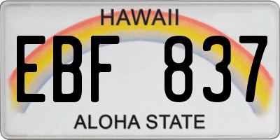 HI license plate EBF837