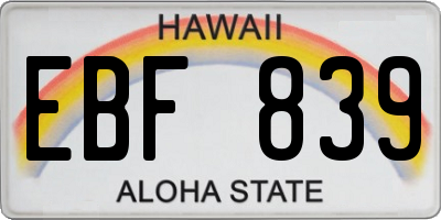 HI license plate EBF839