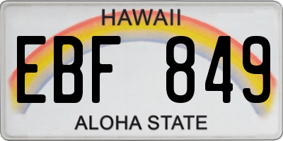 HI license plate EBF849