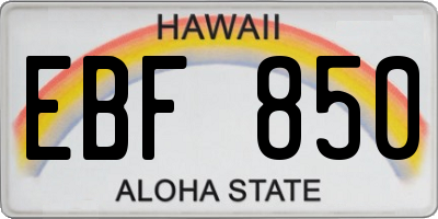 HI license plate EBF850