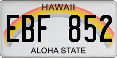 HI license plate EBF852