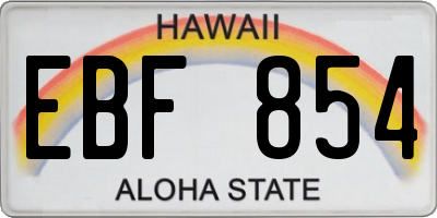 HI license plate EBF854