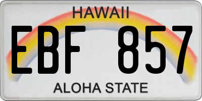 HI license plate EBF857