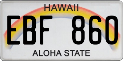HI license plate EBF860