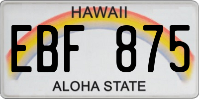 HI license plate EBF875