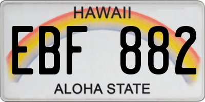 HI license plate EBF882