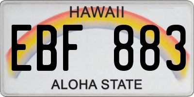 HI license plate EBF883