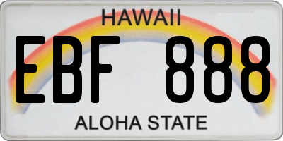 HI license plate EBF888