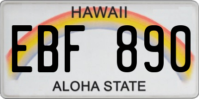 HI license plate EBF890