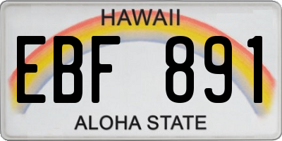HI license plate EBF891
