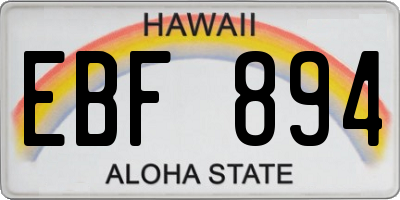 HI license plate EBF894