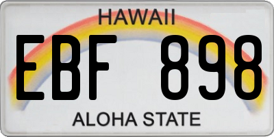 HI license plate EBF898
