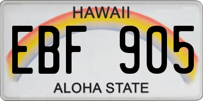 HI license plate EBF905