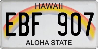 HI license plate EBF907