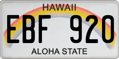 HI license plate EBF920