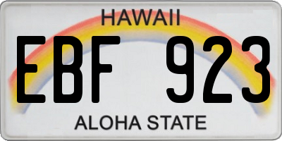 HI license plate EBF923