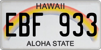 HI license plate EBF933