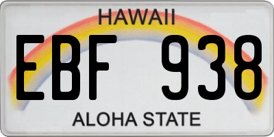 HI license plate EBF938