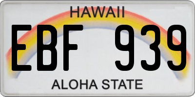 HI license plate EBF939