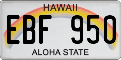 HI license plate EBF950