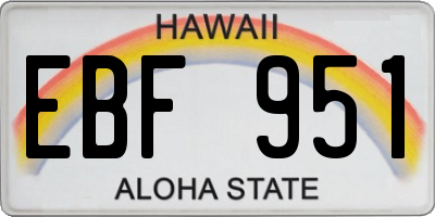 HI license plate EBF951