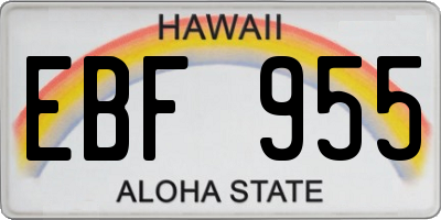HI license plate EBF955