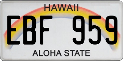 HI license plate EBF959