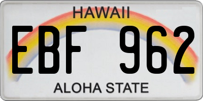 HI license plate EBF962