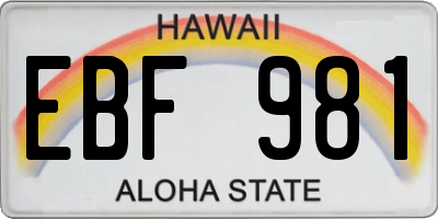 HI license plate EBF981