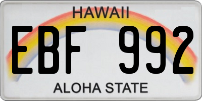 HI license plate EBF992