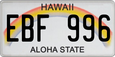 HI license plate EBF996