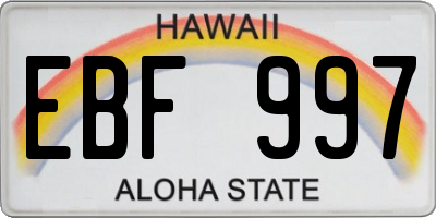HI license plate EBF997
