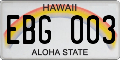 HI license plate EBG003