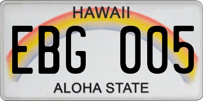 HI license plate EBG005
