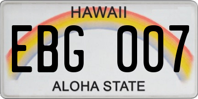 HI license plate EBG007