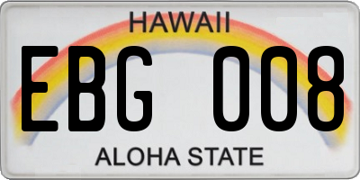 HI license plate EBG008