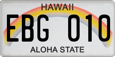 HI license plate EBG010
