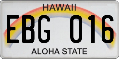 HI license plate EBG016
