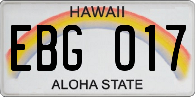 HI license plate EBG017