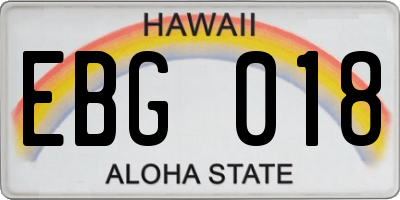 HI license plate EBG018