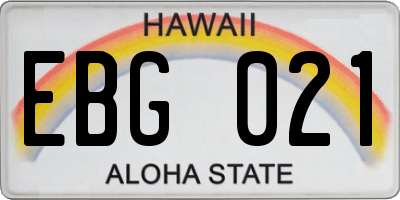 HI license plate EBG021