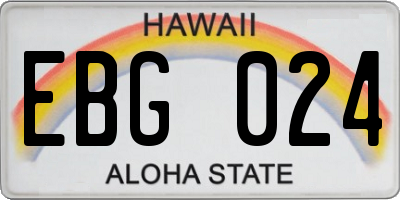 HI license plate EBG024
