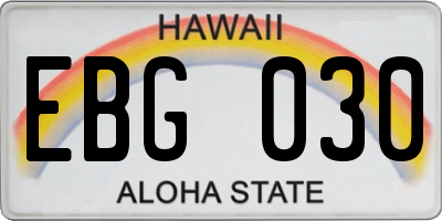 HI license plate EBG030