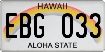 HI license plate EBG033