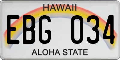 HI license plate EBG034