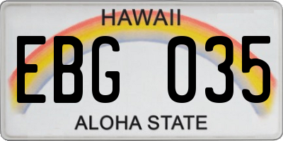 HI license plate EBG035