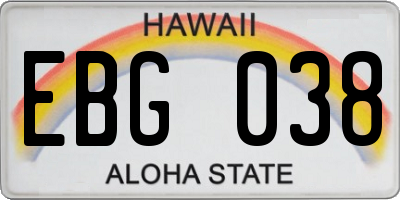 HI license plate EBG038