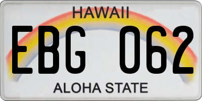 HI license plate EBG062