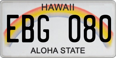 HI license plate EBG080