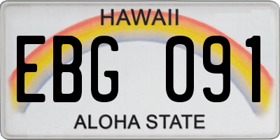 HI license plate EBG091